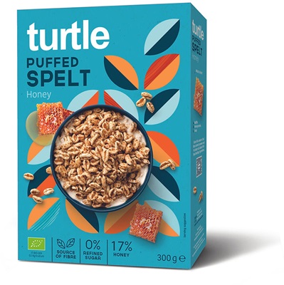 Céréales puffed spelt honey de la marque turtle